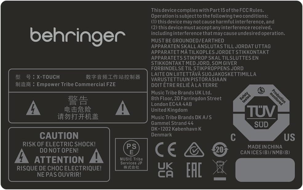 Behringer XTouch Universelle Bedienoberfläche mit 9 berührungsempfindlichen motorisierten Fadern, LC