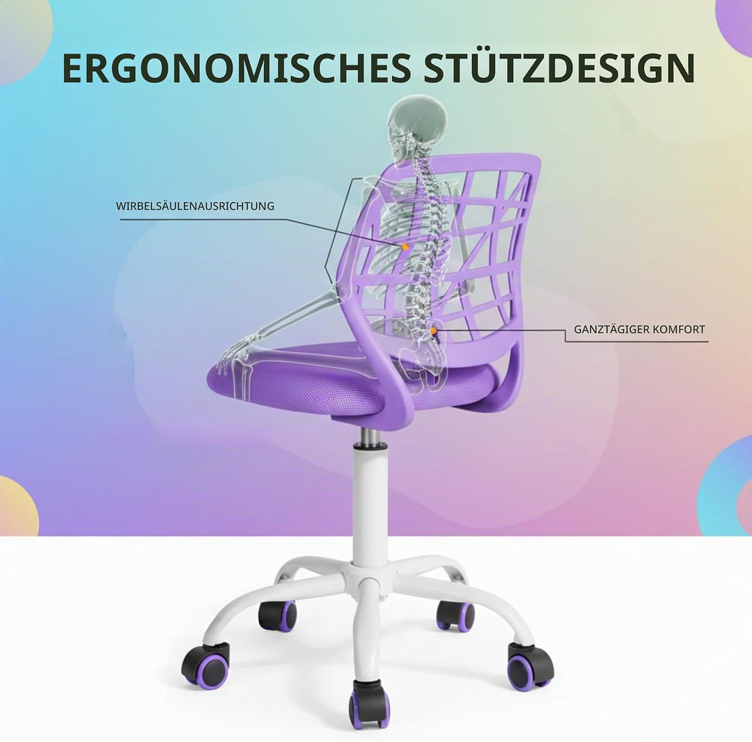 FurnitureR Bürostuhl Schreibtischstuhl Höhenverstellbar Stoffsitz Ergonomischer Arbeitsstuhl ohne Ar