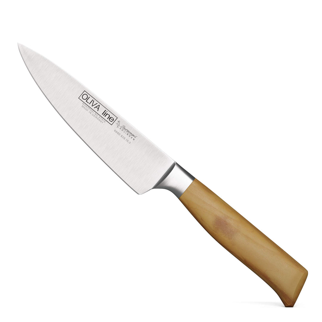 Burgvogel Solingen Kochmesser 15 cm geschmiedet Olivenholz, Oliva Line, rostfrei, deutsches Küchenme
