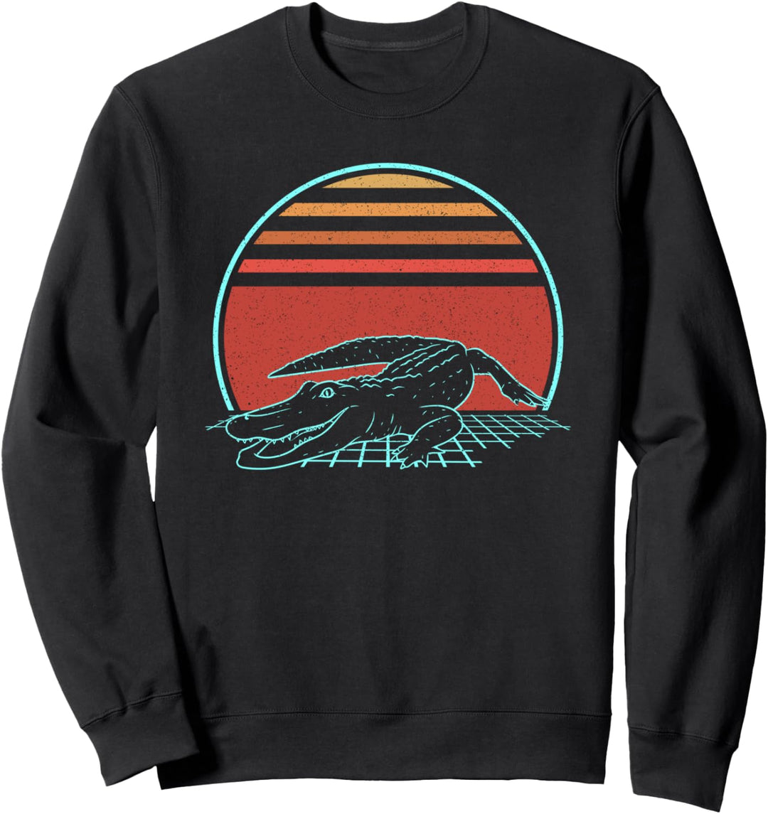 Alligator Krokodil Retro Vaporwave 80s 90s Synthwave Sweatshirt