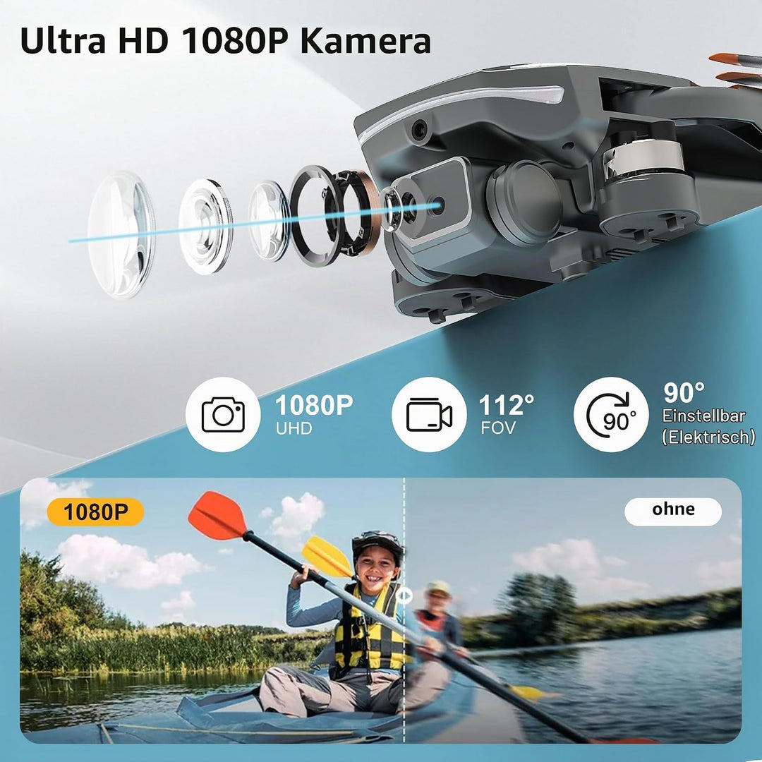 Drohne mit Kamera 1080P HD, RC Quadcopter faltbare Drohne für Kinder, bürstenloser Motor, Ein-Tasten