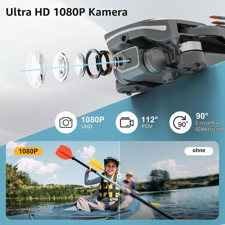 Drohne mit Kamera 1080P HD, RC Quadcopter faltbare Drohne für Kinder, bürstenloser Motor, Ein-Tasten