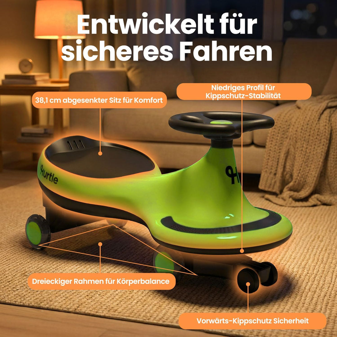 Hurtle Rutschauto Indoor Wiggle Drift Car für Kinder — fördert Motorik &amp; Balance | Grün, Grün