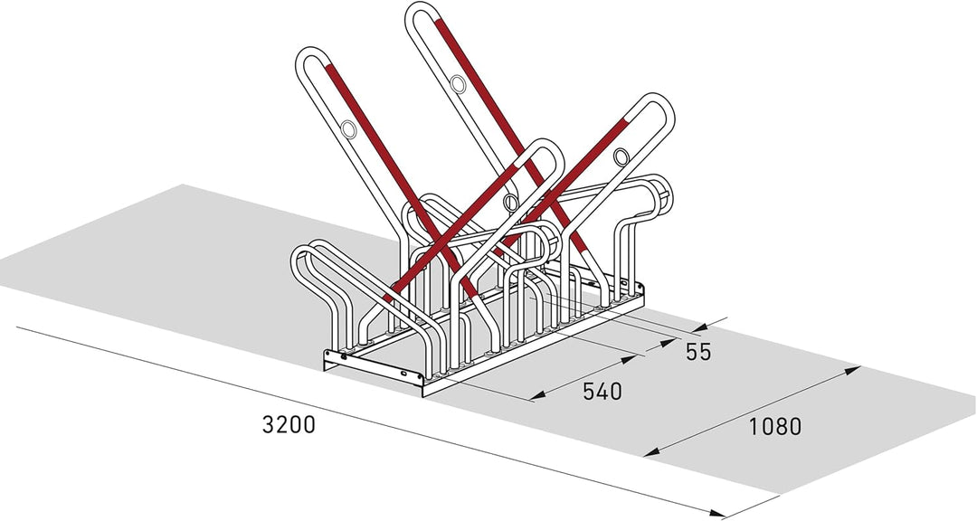 König Werbeanlagen Anlehnparker 2514 XBF | Fahrradständer beidseitig | für 4 extra breite Fahrräder