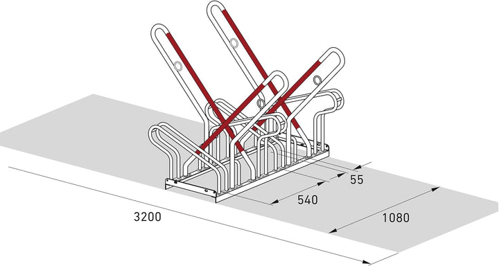 König Werbeanlagen Anlehnparker 2514 XBF | Fahrradständer beidseitig | für 4 extra breite Fahrräder