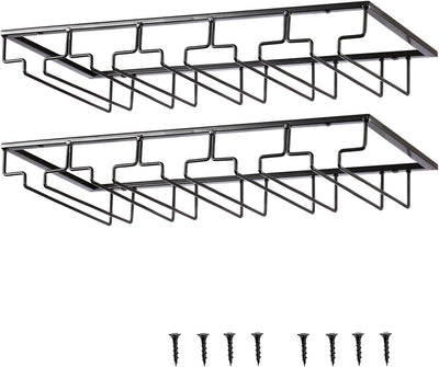 YunNasi 2 Stück 5 Reihige Weinglashalter Gläserhalter aus Metall Gläserschiene Halter Unter Schrank