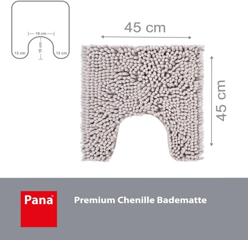 PANA® Chenille WC Vorleger mit U-Ausschnitt für Klo (45x45 cm) • Rutschfester Klo Vorleger mit Aussc