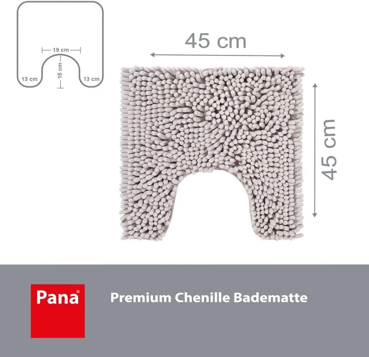 PANA® Chenille WC Vorleger mit U-Ausschnitt für Klo (45x45 cm) • Rutschfester Klo Vorleger mit Aussc