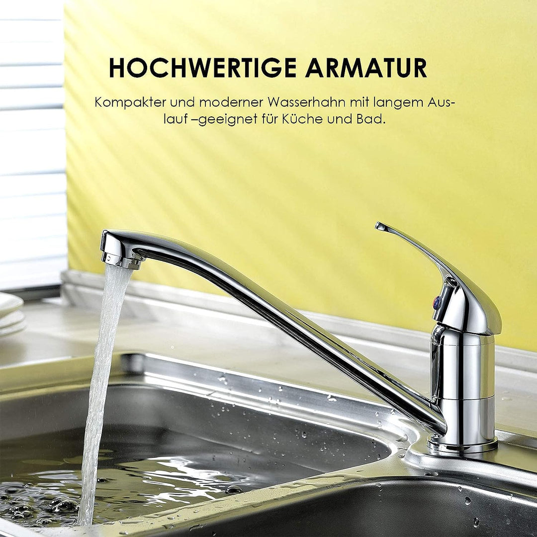 Küchenarmatur verchromt 10 Jahre Garantie 360° Schwenkbereich Hochdruck Wasserhahn Küche aus Messing