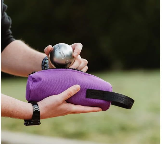 Obut TROORVI Tasche mit 3 Boccia-Kugeln, aus Stoff, Violett