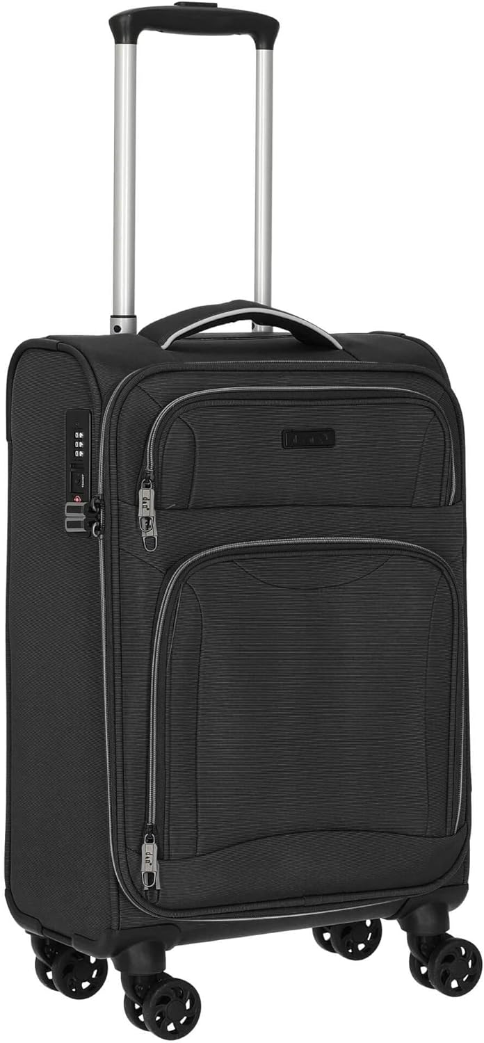 D&N Travel Line 9204-4-Rollen-Kabinentrolley S 55 cm schwarz, Schwarz