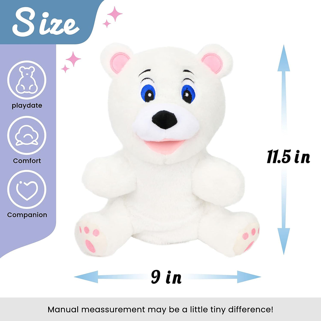Hopearl Plüsch weisse Bär Handpuppe mit offenem beweglichem Mund für fantasievolles Spiel, Rollenspi