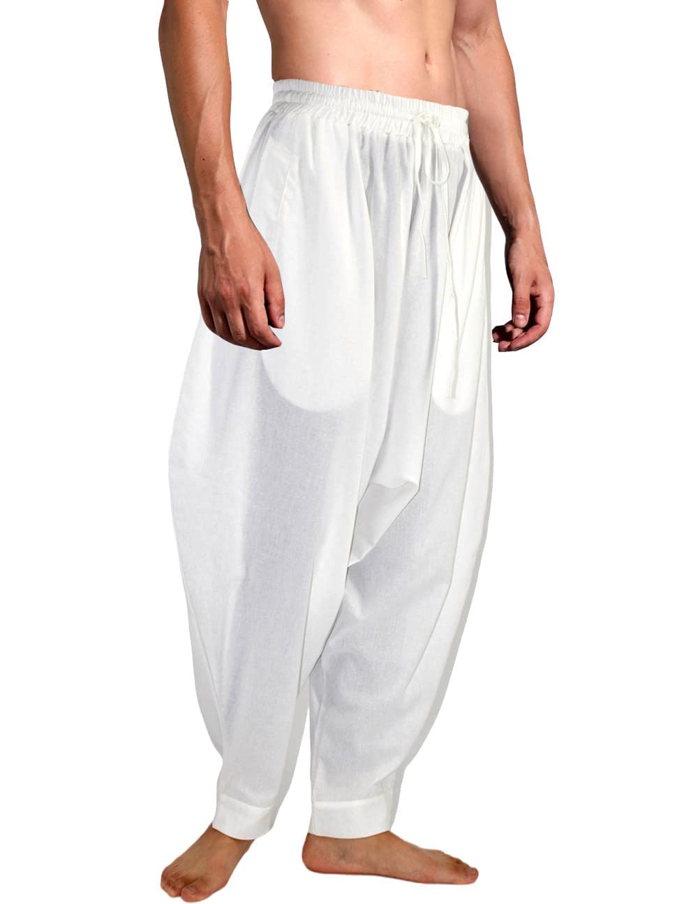 AITFINEISM Männer Haremshose Bequeme Elastische Taille Hosen Mode Einfarbig Casual Yoga Hippies Hose
