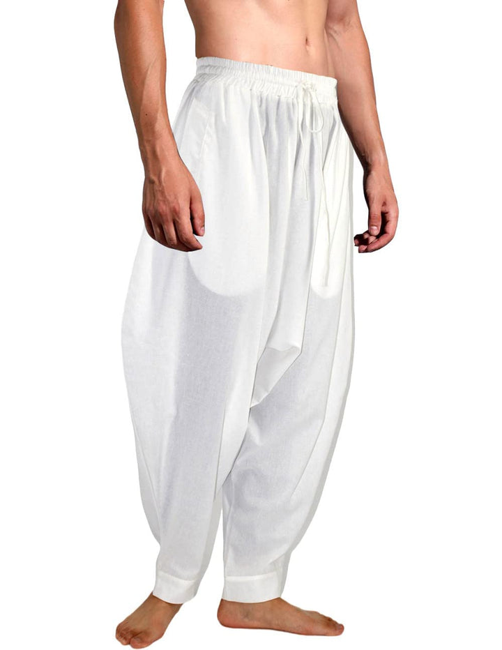 AITFINEISM Männer Haremshose Bequeme Elastische Taille Hosen Mode Einfarbig Casual Yoga Hippies Hose
