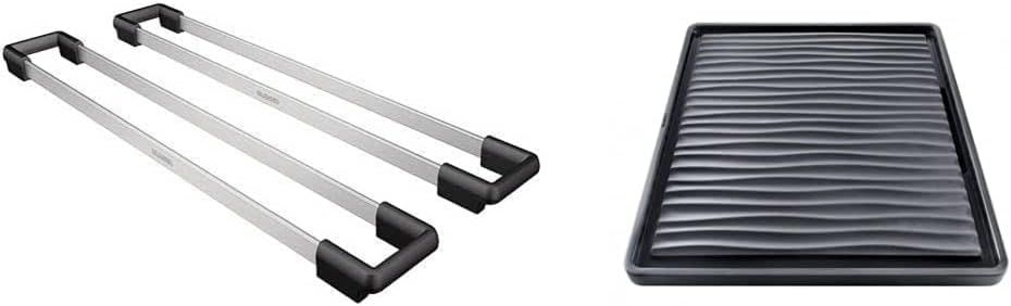 BLANCO Top-Schienen aus Edelstahl, 235906, 416 mm & anlegbarer Tropf, 230734, Wellenoptik, Kunststof