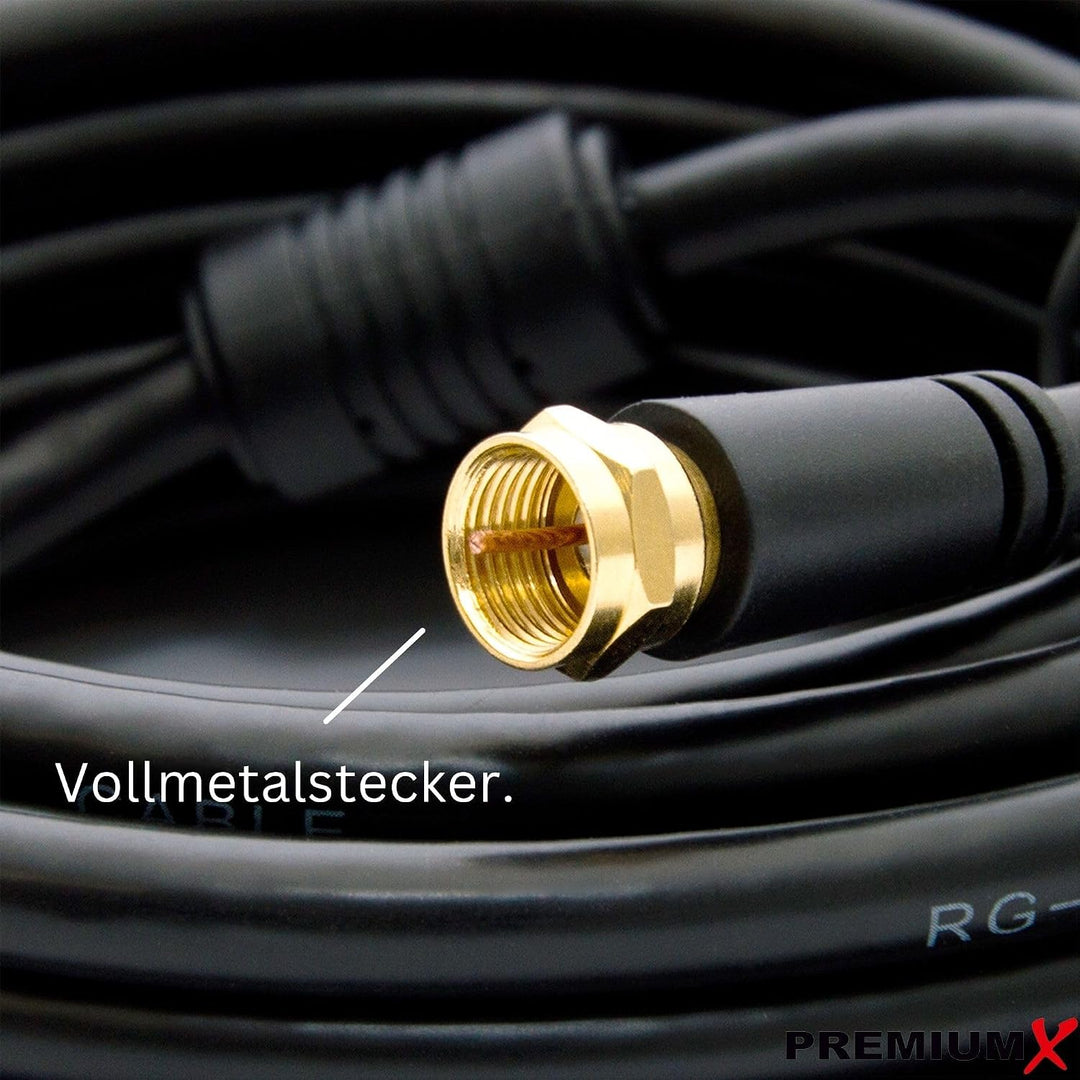 Premium X 30m Basic-Line TV Koaxialkabel mit Vollmetallstecker - doppelt geschirmt >110dB Digitales