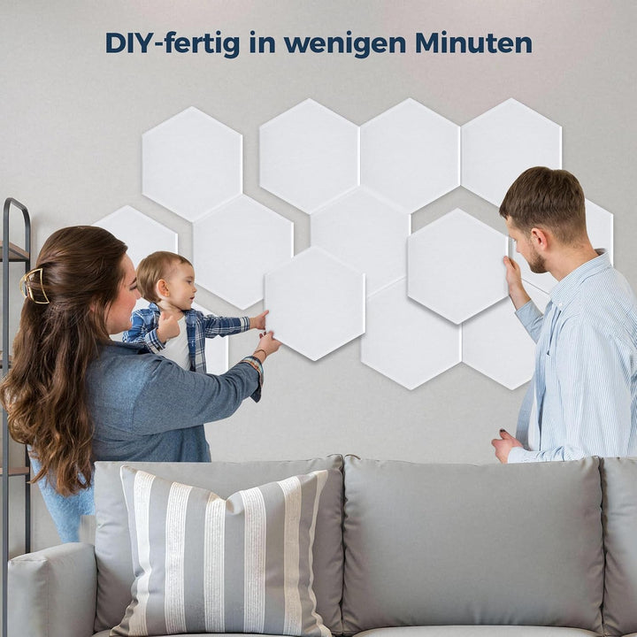 18 Stück Hexagon Akustikplatten Selbstklebend, 30 x 26 x 0,9 cm Hohe Dichte Akustikpaneele, Schallsc