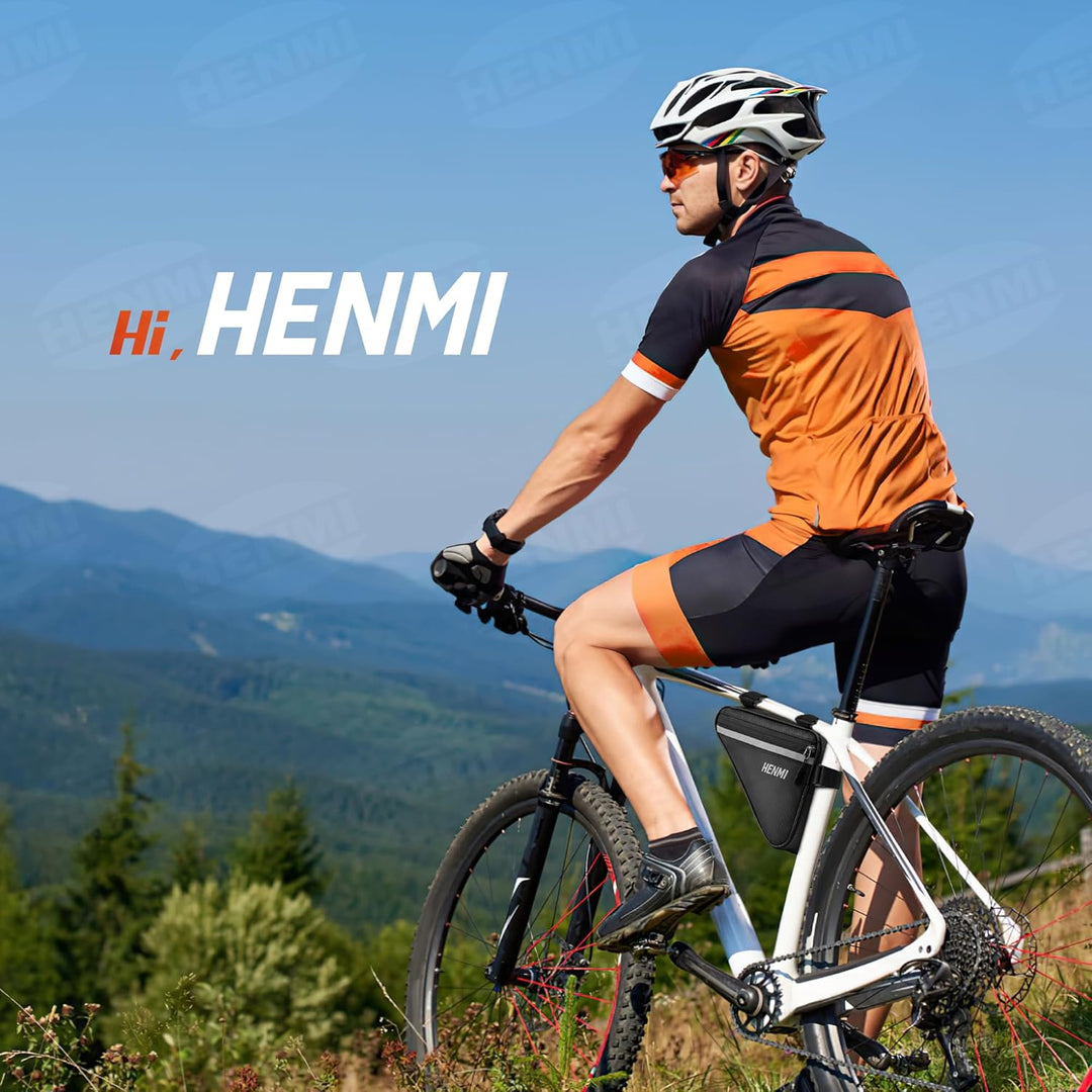 HENMI Fahrradtasche Rahmen, Dreieckstasche Fahrrad Wasserdicht Reflektierend, Rahmentasche für Handy