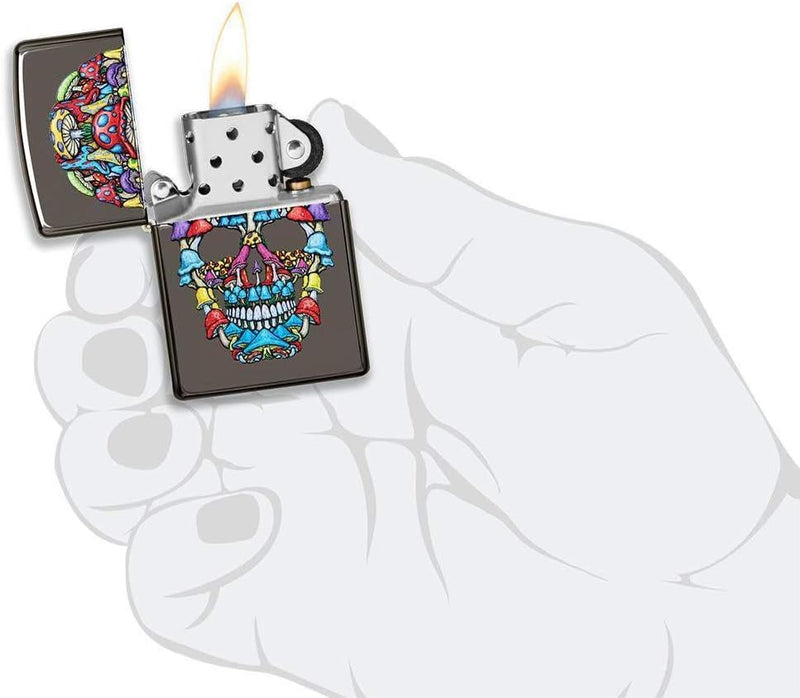 ZIPPO – Totenkopf Design, Color Image, Black Ice – Sturmfeuerzeug, nachfüllbar, in hochwertiger Gesc