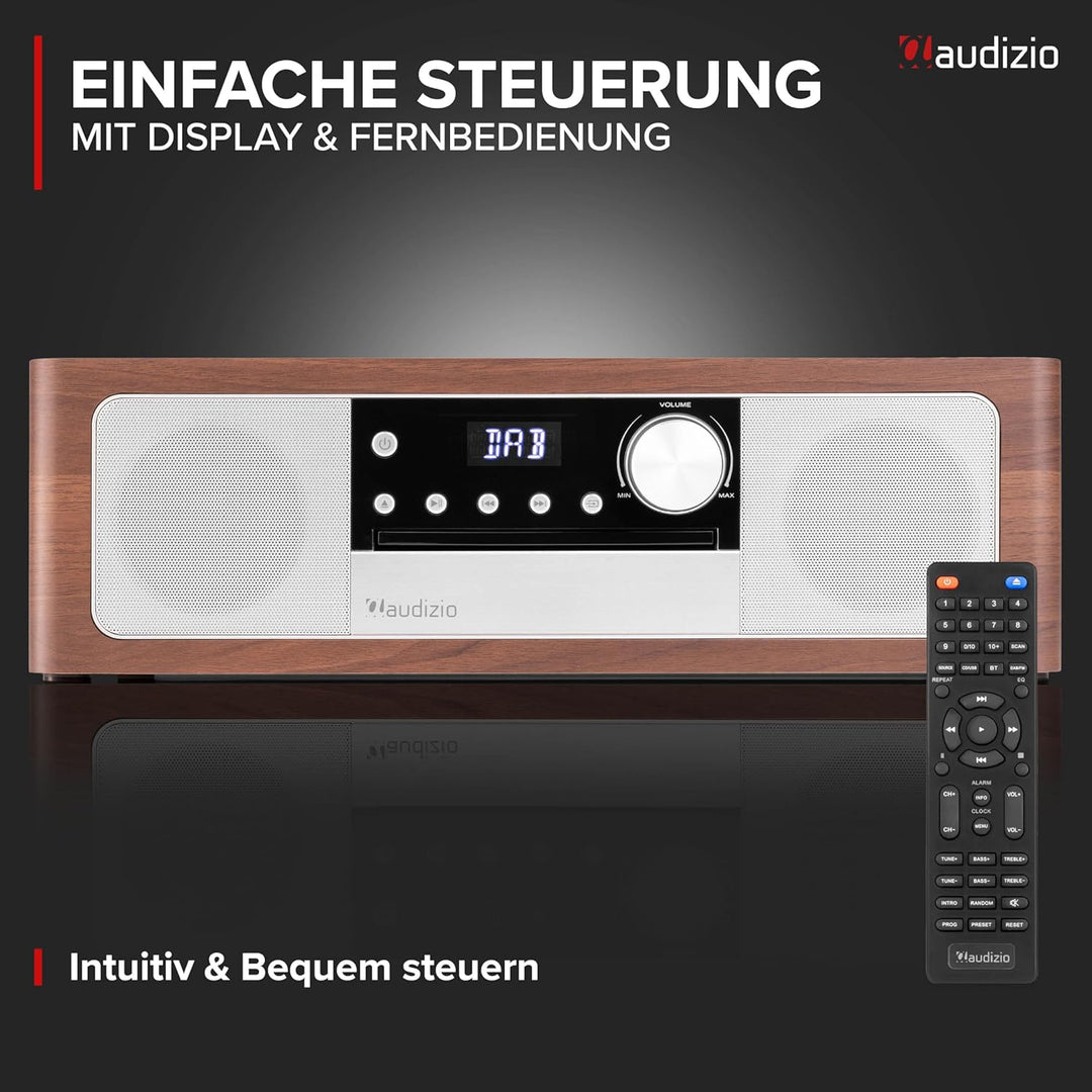 Audizio Lunata - DAB Radio mit CD Player, 100W Stereoanlage mit CD & Bluetooth 5.3 - Musikanlage mit