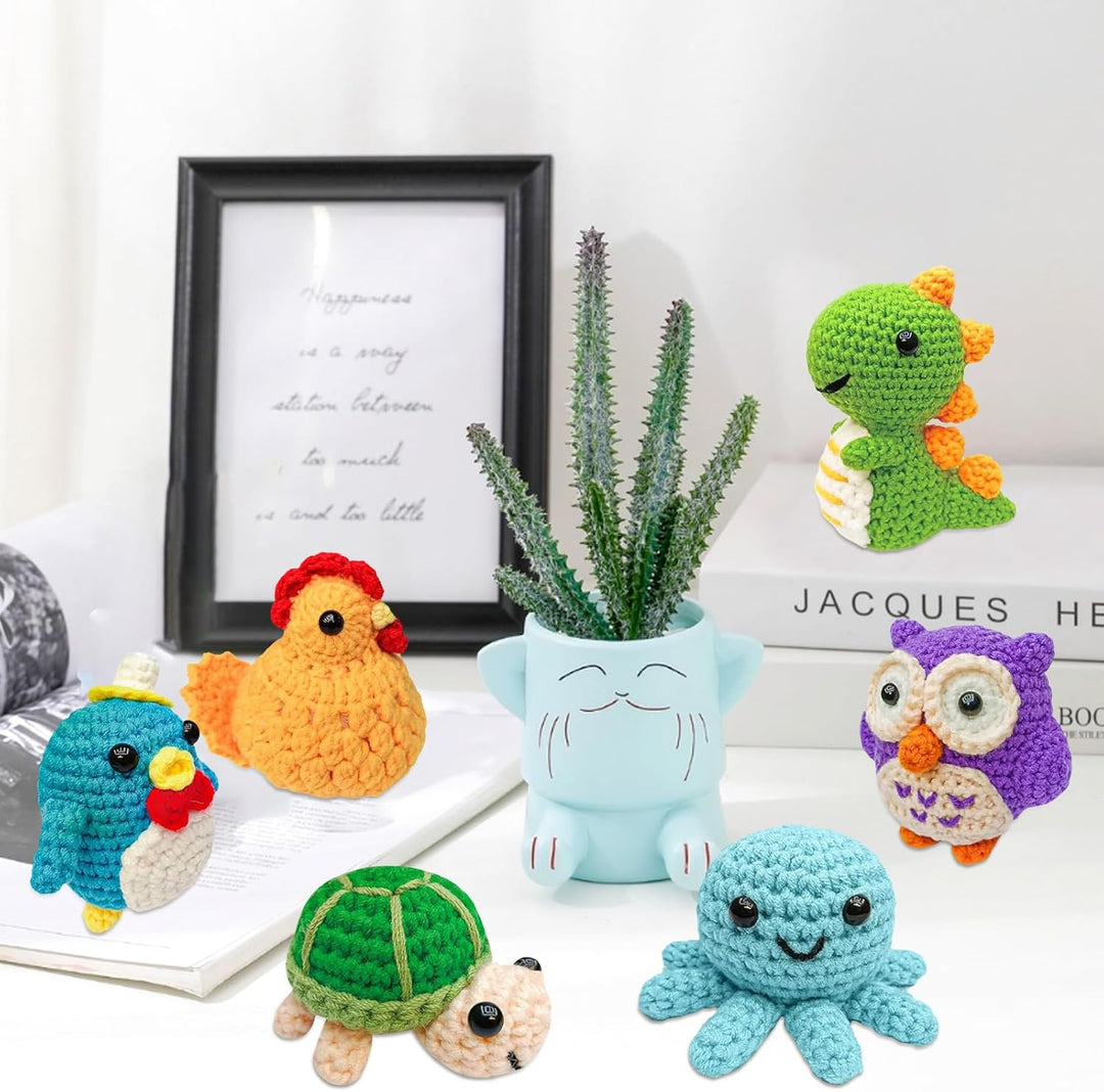 UXORSN Tiere Häkelset für Anfänger 6 Stück Tierfreunde Häkel Set für Erwachsene Häckeln Stricken DIY