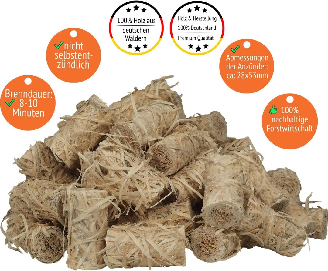 ORANGE DEAL 2,0 kg Premium Holzwolle Anzünder Grillanzünder Kaminanzünder Ofenanzünder Anzündwolle A