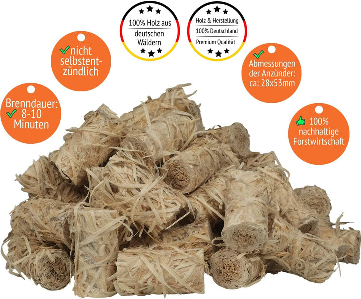 ORANGE DEAL 2,0 kg Premium Holzwolle Anzünder Grillanzünder Kaminanzünder Ofenanzünder Anzündwolle A