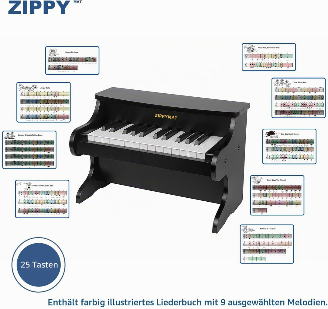 ZIPPY MAT Kinder Klavier Tastatur, 25 Tasten Digitalpiano für Kinder, Mini Musik Lerninstrument Spie