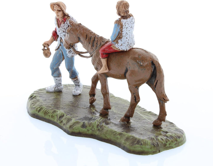 Moranduzzo Mann mit Kind auf Pferd für 6 cm Krippe Massstab 1:32 – MINI 6 – Unzerbrechliche Figur, S