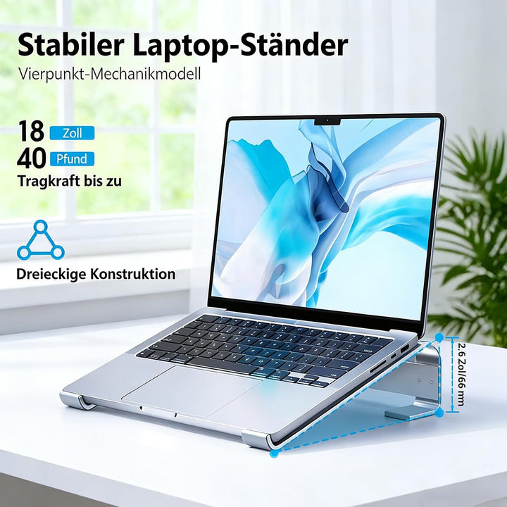 JOOF Aluminium Laptop Ständer, tragbarer Kühlständer, Ergonomisch Laptop Halterung für Schreibtisch