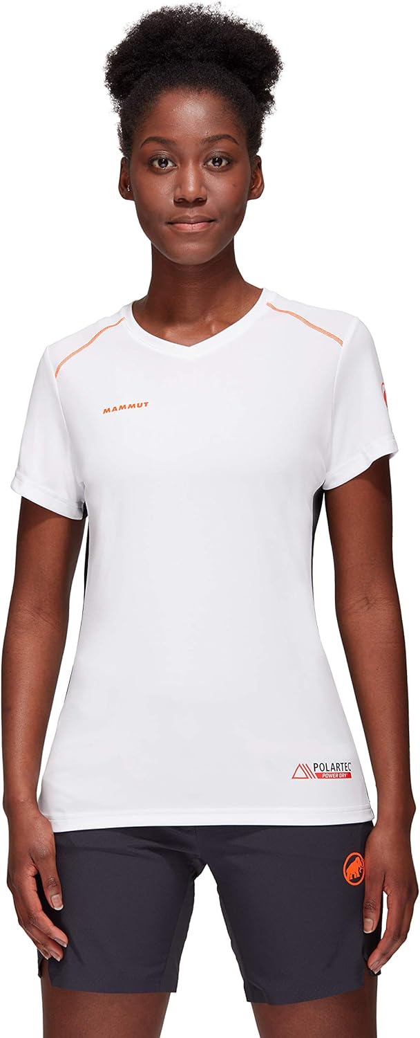 Mammut Sertig Women's T-Shirt L White/Black/Vibrant Orange, L White/Black/Vibrant Orange