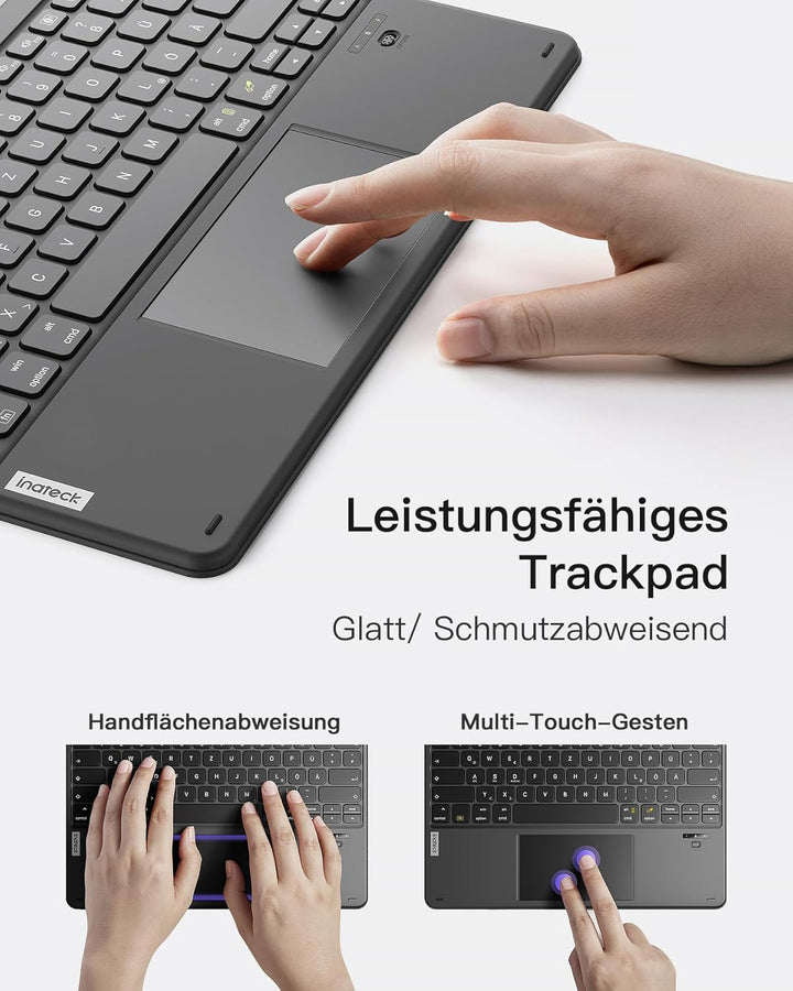 Inateck Tablet Tastatur mit Touchpad, Bluetooth Tastatur kompatibel mit Android/iOS-Systeme/Smartpho