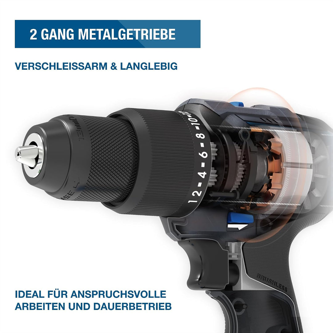 HYUNDAI Akku-Schlagbohrschrauber HD20X-60-2A2 | 20V, bürstenloser Motor, 60 Nm, 13mm Metallbohrfutte