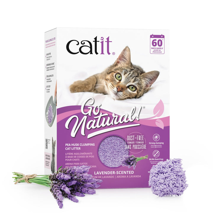 Catit Go Natural!, klumpende Katzenstreu, aus Erbsenhülsen, mit Lavendelduft, 2 x 2.8 kg (5.6Kg), La
