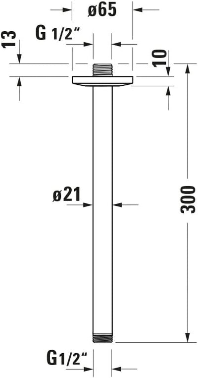 Duravit UV0670026046 Universal Duscharm, Duscharmatur Deckenbefestigung, Brausearm 300 mm, Duschbrau