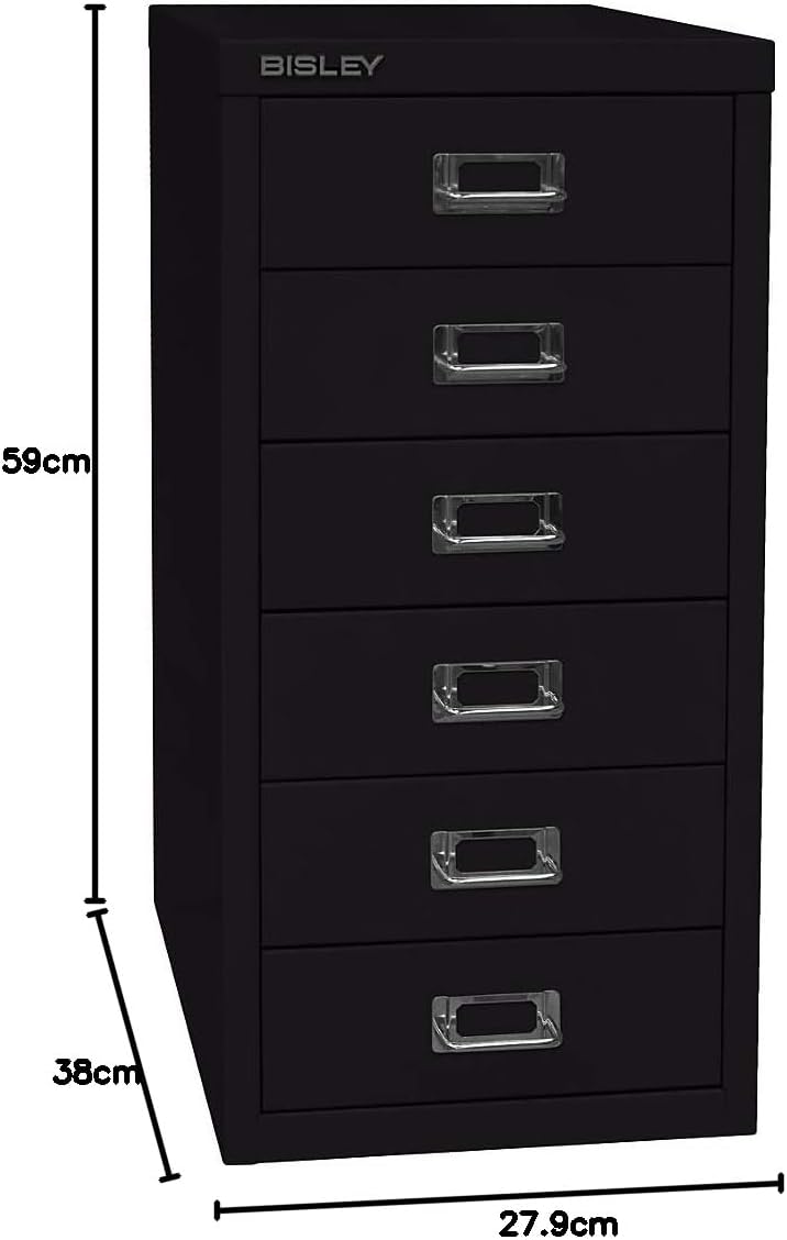 BISLEY MultiDrawer, 29er Serie, DIN A4, 6 Schubladen, Metall, 605 Blau, 38 x 27.9 x 59 cm, 605 Blau