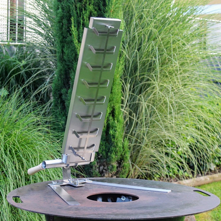 Flammlachsbrett Edelstahl Flameboard 600x180 mm, Standfuss, seitliche Anbringung, für jede Grillplat