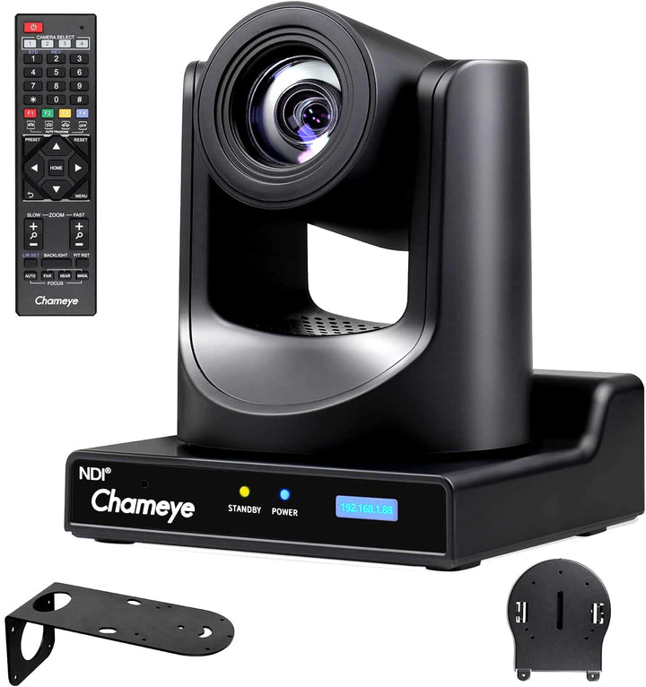 Chameye NDI PTZ Camera 30x Optical Zoom AI Auto Tracking PTZ Camera with LCD Display, NDI 3G-SDI IP