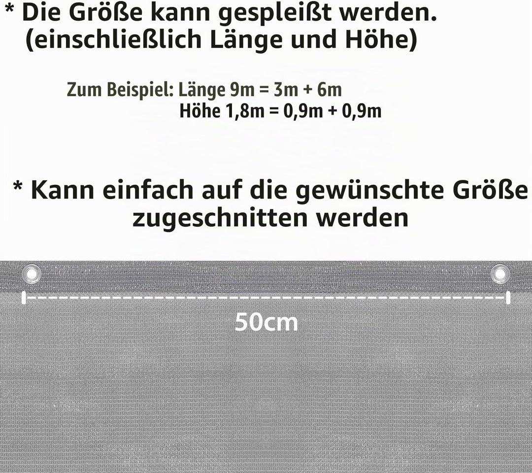 Sekey Balkon Sichtschutz Balkonabdeckung HDPE 220 g/m², 90x300cm, Leicht Transparent Wind- und UV-Sc