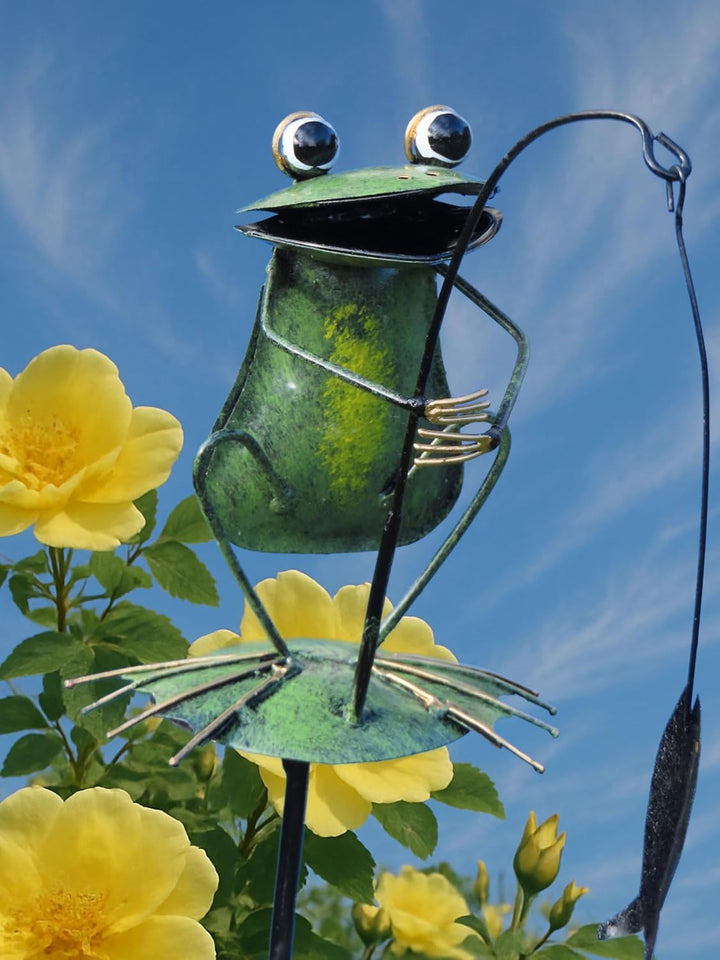 Pommerntraum ® | Regenmesser Niederschlagsmesser Pluviometer Gartendekoration Gartenstecker (Frosch