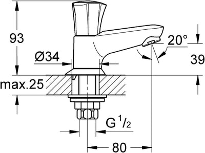 Grohe Costa Badarmaturen - Standventil chrom 20404001, Chrom