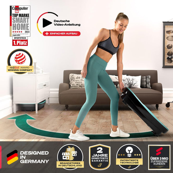 Sportstech Vibrationsplatte VP250 im edlen Curved Slim Design | Fettverbrennung &amp; Muskelaufbau | lei