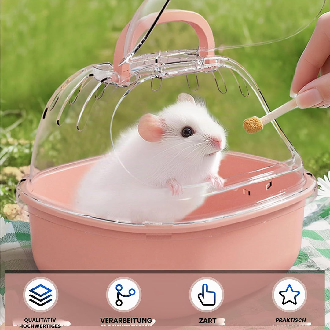 Transportbox Hamster mit Wasserflasche, 20x18x19cm Tragbare Transportbox Kleintiere Transportkäfig m