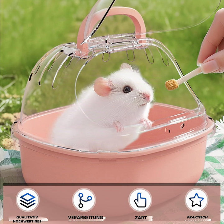 Transportbox Hamster mit Wasserflasche, 20x18x19cm Tragbare Transportbox Kleintiere Transportkäfig m