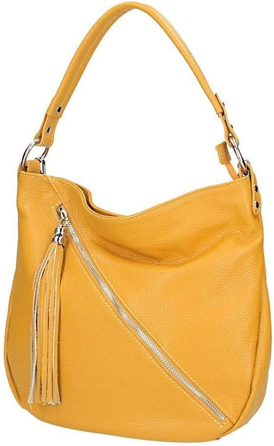 Made in Italy Damen Leder Tasche Shopper Schultertasche City Bag Crossover Umhängetasche Henkeltasch