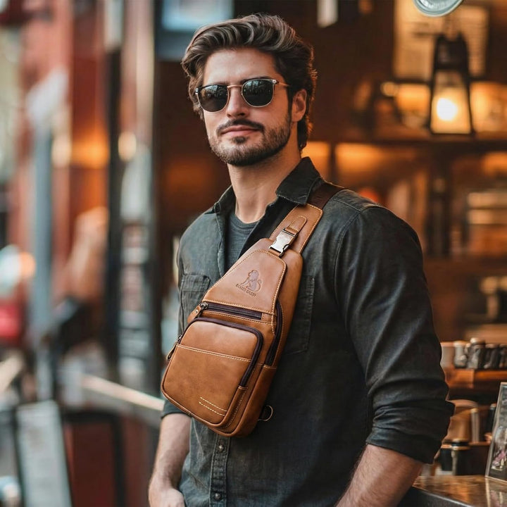 pundarika Leder Brust Tasche Männer Leder Umhängetasche Business Freizeit Crossbody Tasche Reise Arb