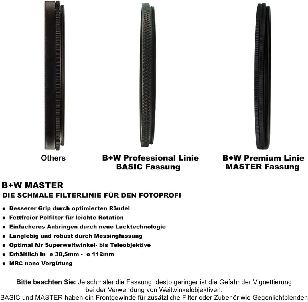 B+W Graufilter ND 1,8 MRC Nano Master 95mm (16x vergütet, Slim, Premium)