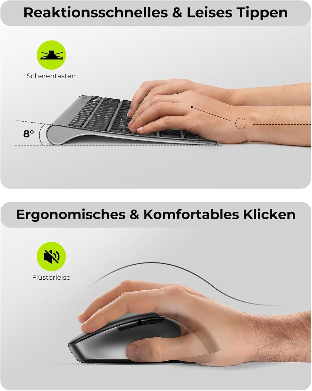 Bluetooth Tastatur mit Maus, SEENDA COE401 Kabelloses Tastatur Maus Set für Windows/Mac/iPad/Android