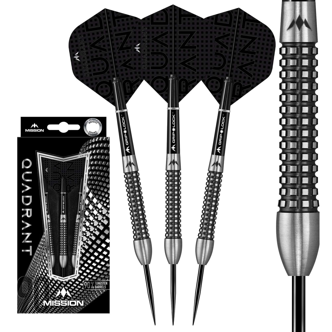 Mission Quadrant-Dartpfeile, Stahlspitze, schwarzes Titan, 25 g