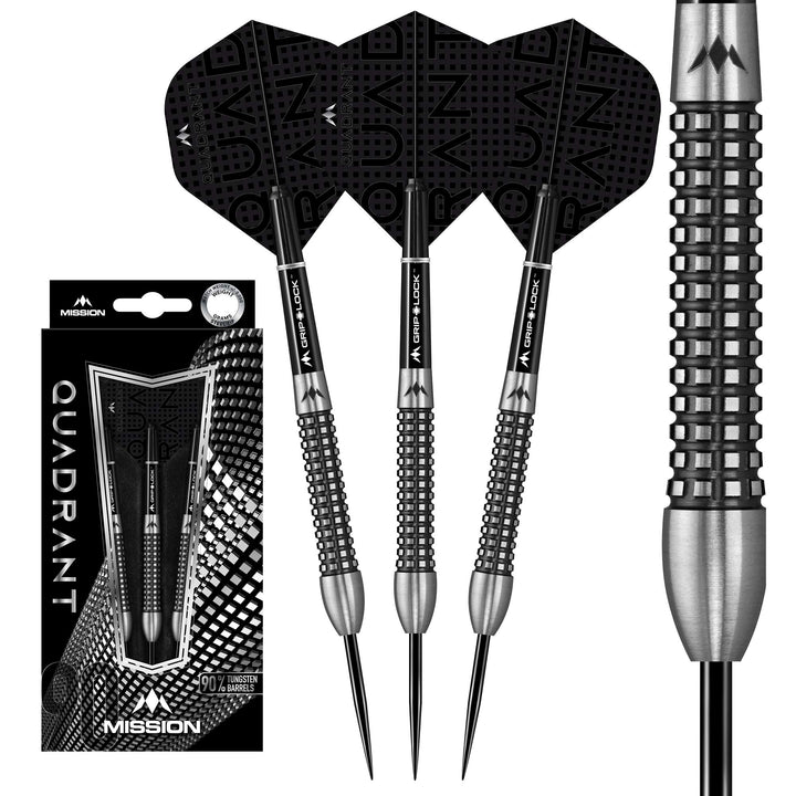 Mission Quadrant-Dartpfeile, Stahlspitze, schwarzes Titan, 25 g